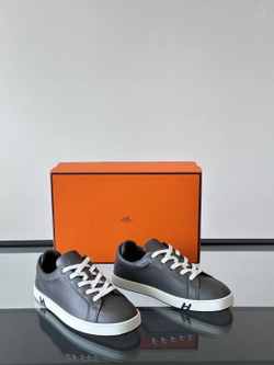 Кеды Hermes Quicker Sneaker Серые кожаные