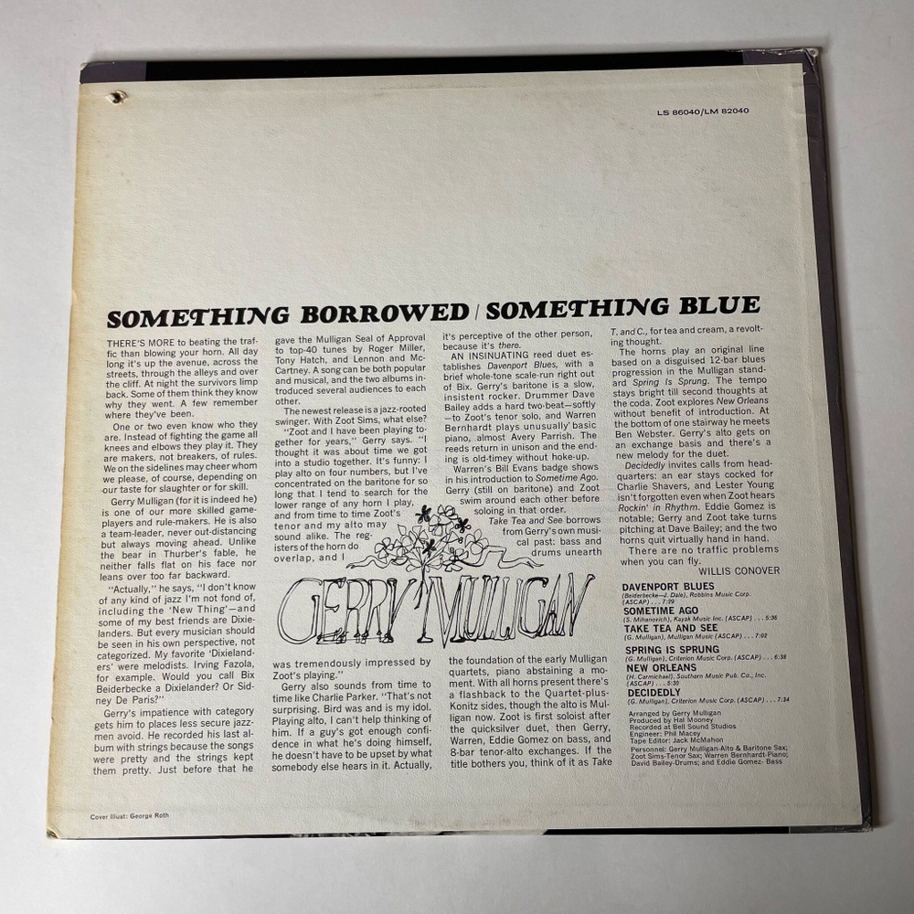 Винтажная виниловая пластинка LP Gerry Mulligan Something Borrowed Something Blue (USA 1966)