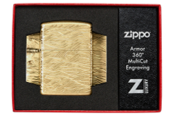 Зажигалка ZIPPO Armor Luxury Waves Design с покрытием Tumbled Brass, латунь/сталь, золотистая, матов