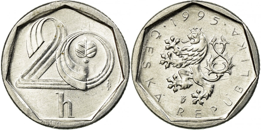 Чехия 20 геллеров, 1993-1997 Лев XF