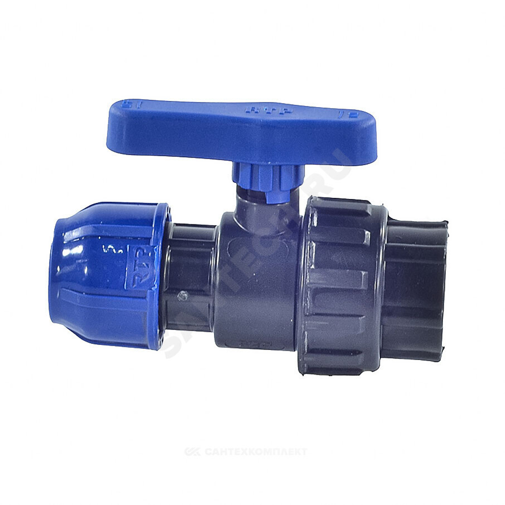 Кран шаровой компрессионный Дн 32х3/4" ВР Ру10 RTP (РосТурПласт) 14398