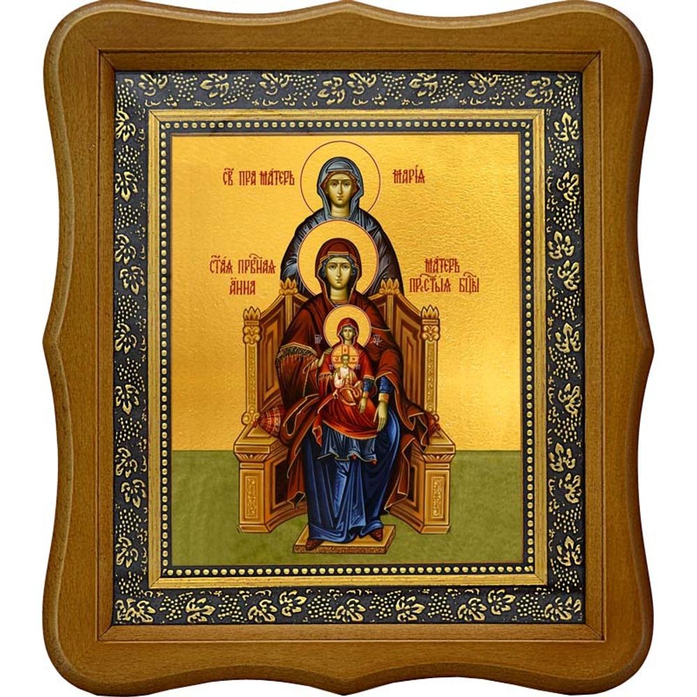 Пресвятая Богородица с Младенцем Иисусом, Анна и Мария праведные праматери. Икона на холсте.