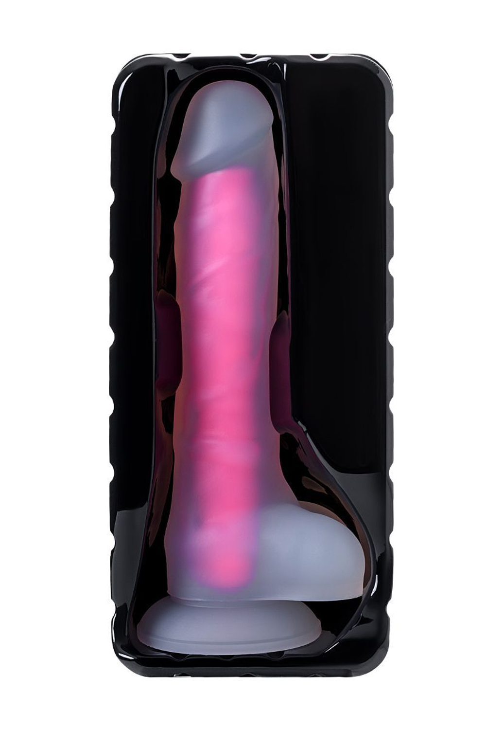 Прозрачно-розовый фаллоимитатор, светящийся в темноте, Clark Glow - 22 см. (Цвет: розовый)