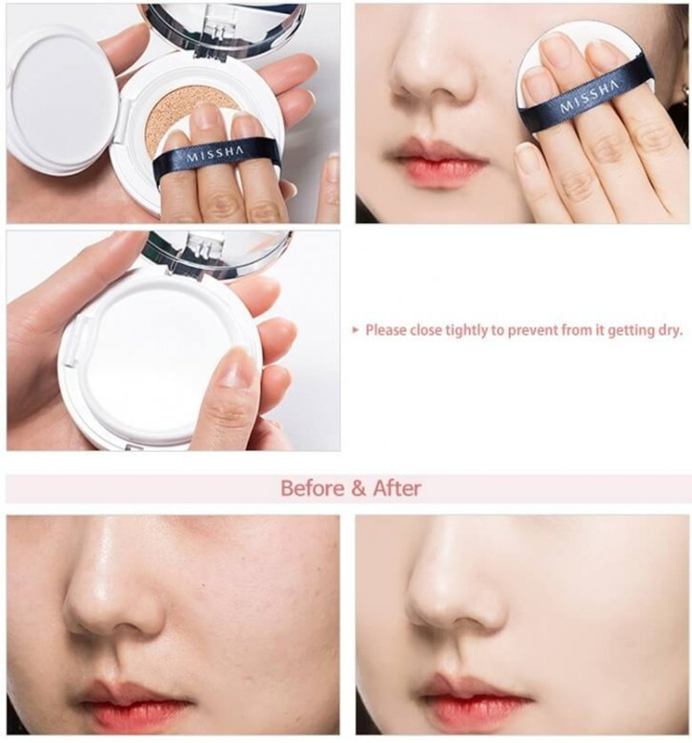 Увлажняющий тональный кушон Missha Magic Cushion Moist Up / Тон 21 Светлый бежевый