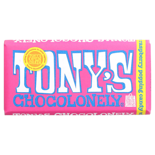 Tony's Chocolonely, белый шоколад, конфета с малиной, 180 г (6,35 унции)