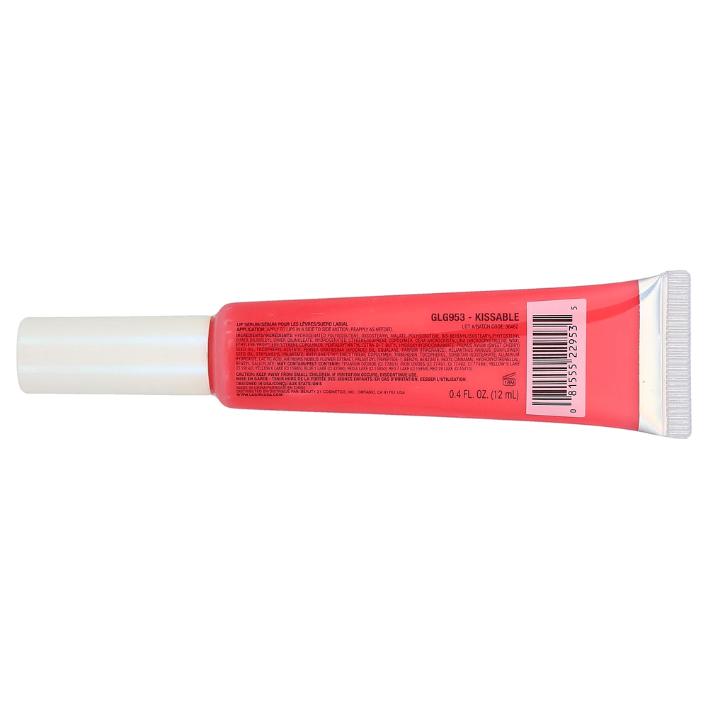 L.A. Girl, Glazed Lippie, сыворотка для губ, GLG953 Kissable, 12 мл (0,4 жидк. унции)