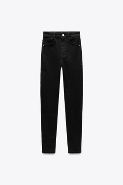 ZARA ДЖИНСЫ TRF SKINNY С ВЫСОКОЙ ПОСАДКОЙ, ЧЕРНЫЙ