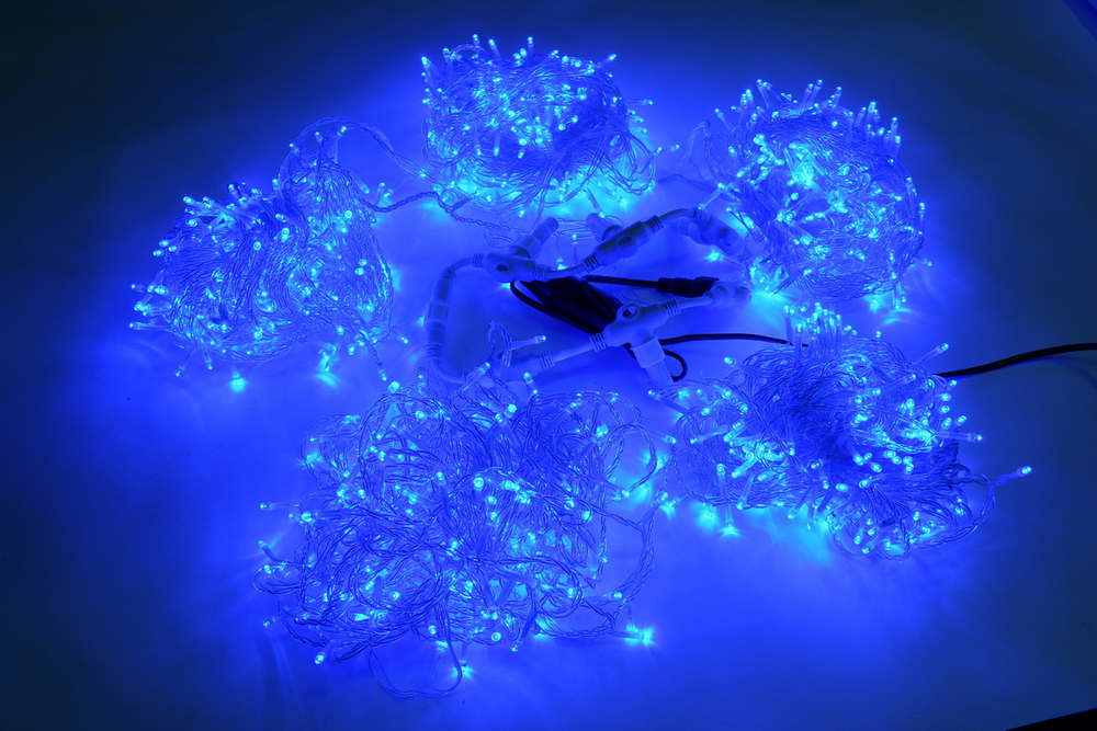 LED-PLS-200*5-20M*5-24V-B/С (20) 5 нит., синие светодиоды на прозрачном пров. с 230V/24V/60W трансф