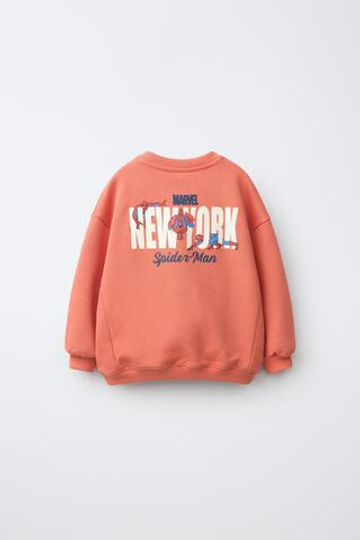 ZARA ТОЛСТОВКА С НАШИВКОЙ SPIDER-MAN © MARVEL, КОРАЛЛОВЫЙ