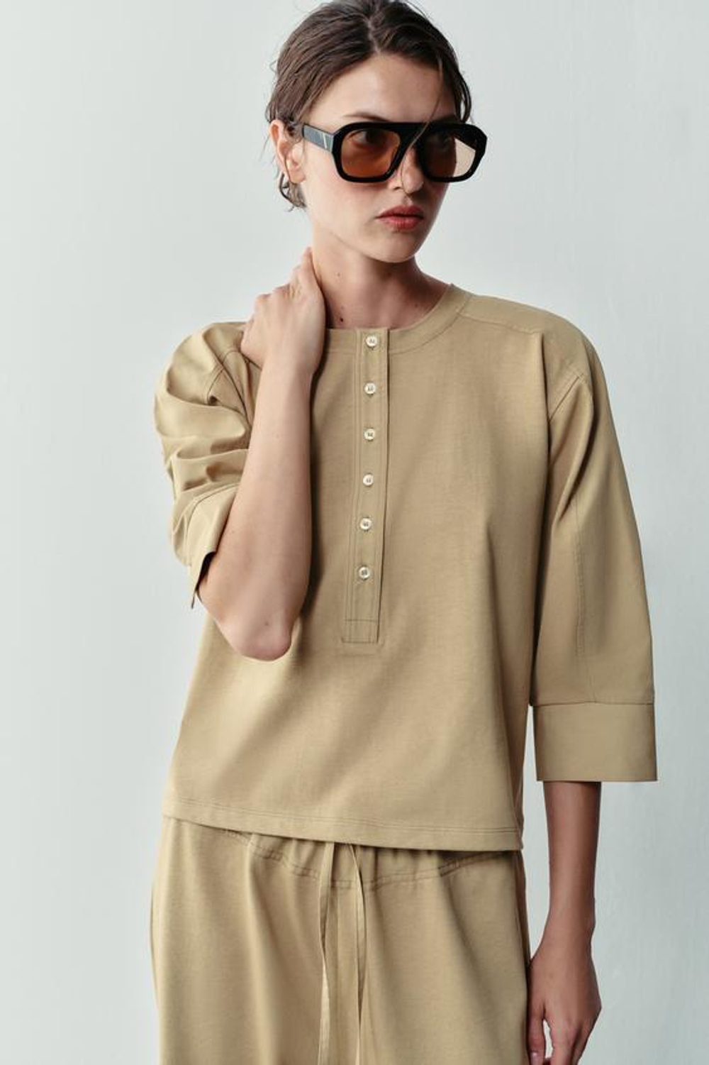 ZARA КОМБИНИРОВАННАЯ ФУТБОЛКА, РЫЖЕВАТО-КОРИЧНЕВЫЙ