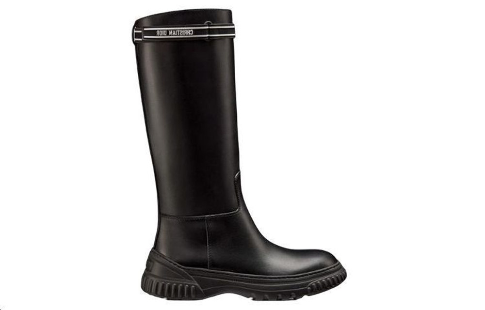 DIOR D Racer Leather Knee high Boots Women"s Black