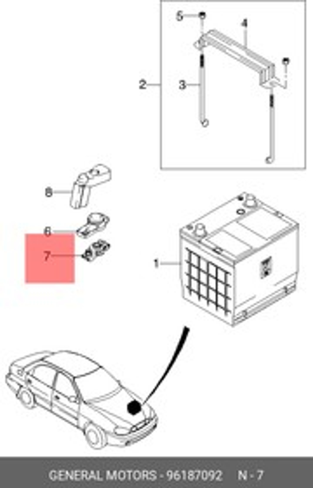 Клемма аккумулятора GM GENERAL MOTORS 96187092