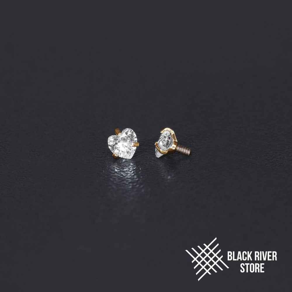 Cubic Zirconia Heart Crystal PVD Yellow
