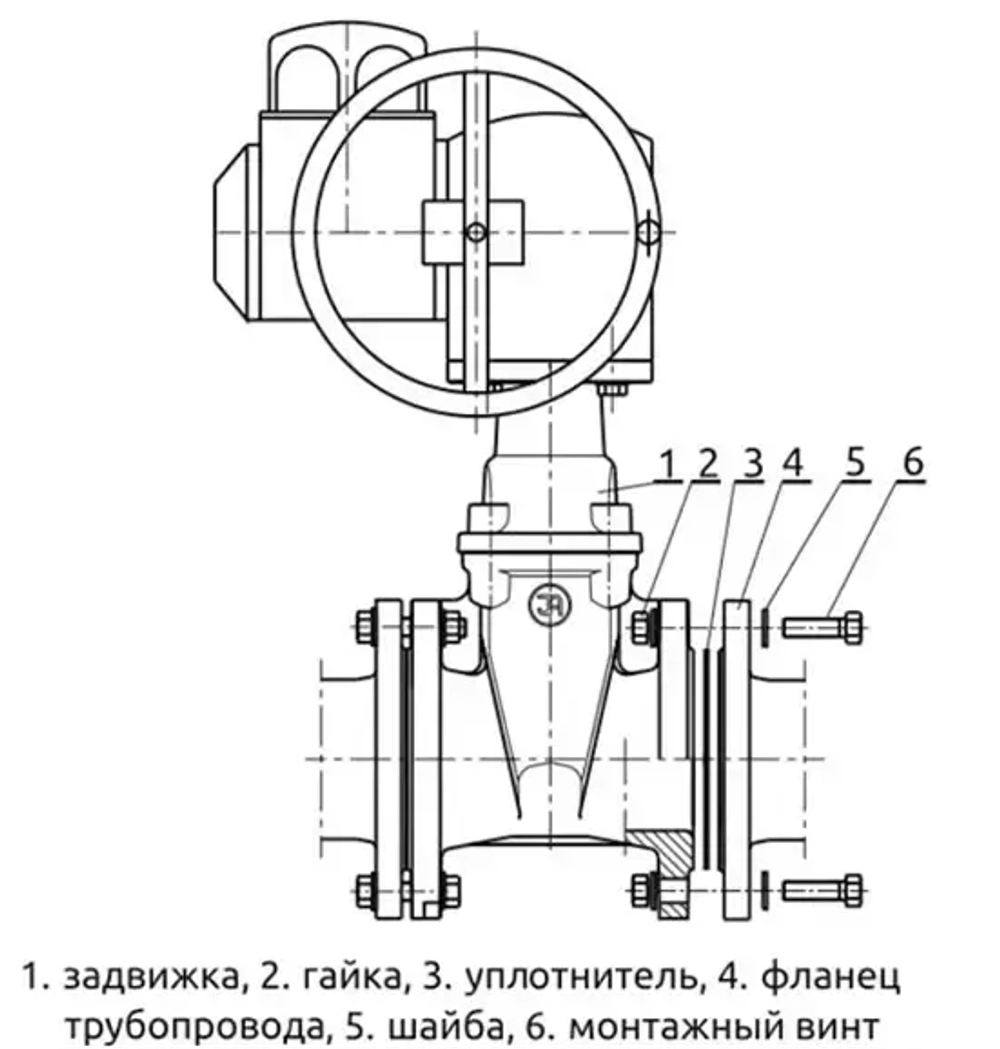 Задвижка с обрезиненным клином TAFLINE серии TL46-G, с электроприводом TL-45 Ду400 Ру16