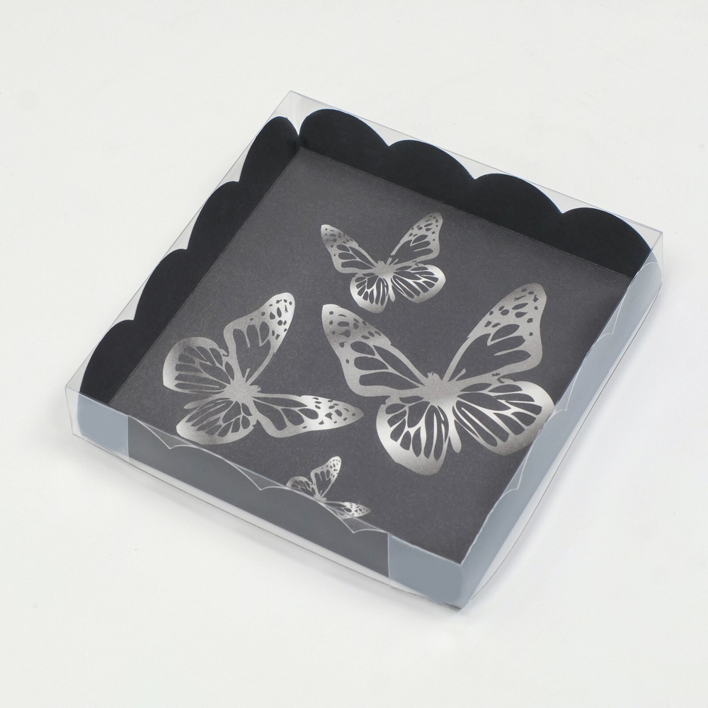 Коробка для кондитерских изделий с PVC крышкой «Нуар», 15*15*3 см