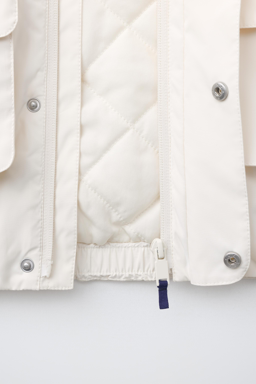 ZARA ПАРКА WATER REPELLENT С КОНТРАСТНЫМИ ДЕТАЛЯМИ, БЕЛЫЙ