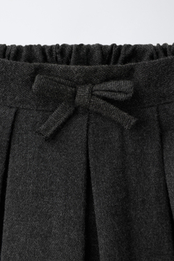 ZARA ЮБКА В СКЛАДКУ С БАНТОМ, СЕРЫЙ МЕЛАНЖ