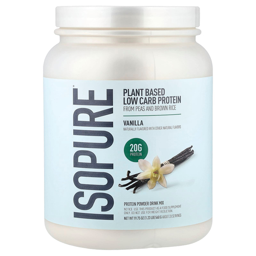 Isopure, Протеиновый порошок на растительной основе, ваниль, 560 г (1,23 фунта)