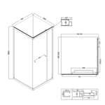Душевое ограждение Niagara Nova NG-6833-34ВLACK (90х90х195) квадрат,черный матовый,двери раздвижные,стекло прозрачное,1 место