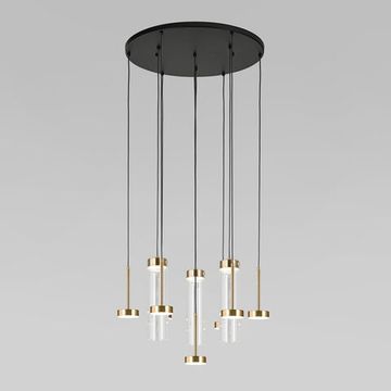 Подвесной светодиодный светильник со стеклянными плафонами LED 50W 4000К 301102 LED латунь Quarzo Eurosvet