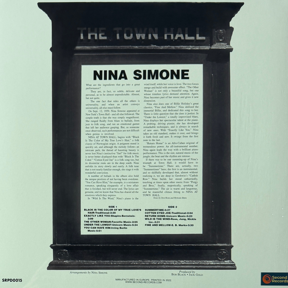 Виниловая пластинка Nina Simone – Nina Simone At Town Hall LP