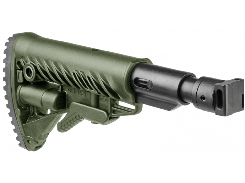 Телескопический складной приклад с амортизатором для САЙГИ/AK-74M/АК-100-ые серии, зелёный