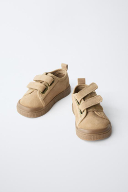 ZARA КОЖАНЫЕ КРОССОВКИ BAREFOOT, ПЕСОЧНО-КОРИЧНЕВЫЙ