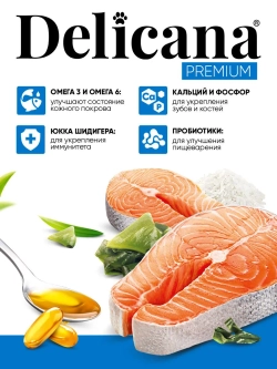 Delicana сухой полнорационный корм для взрослых собак мелких пород лосось и рис, 1,5кг, блок 6 шт.