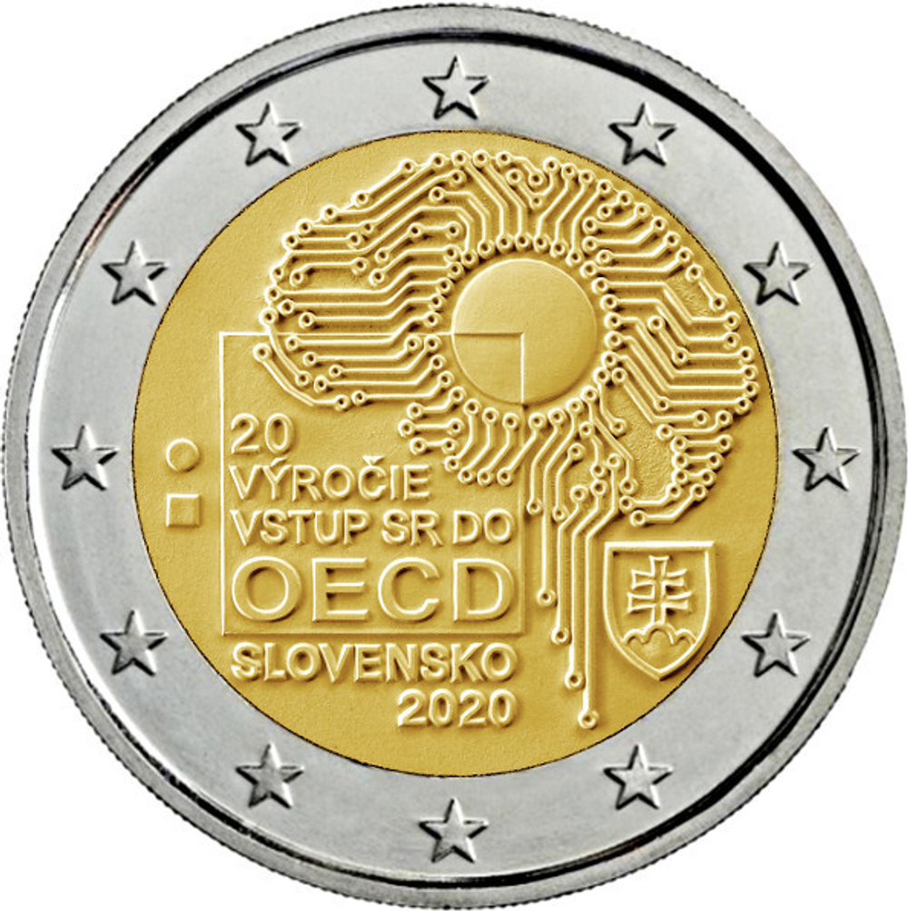 2 евро  Словакия - 20-я годовщина вступления Словакии в ОЭСР 2020 год