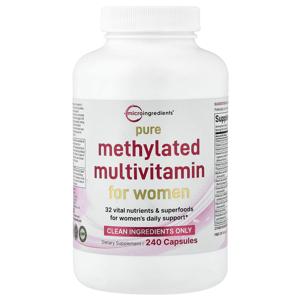 Micro Ingredients, чистые метилированные мультивитамины для женщин, 240 капсул