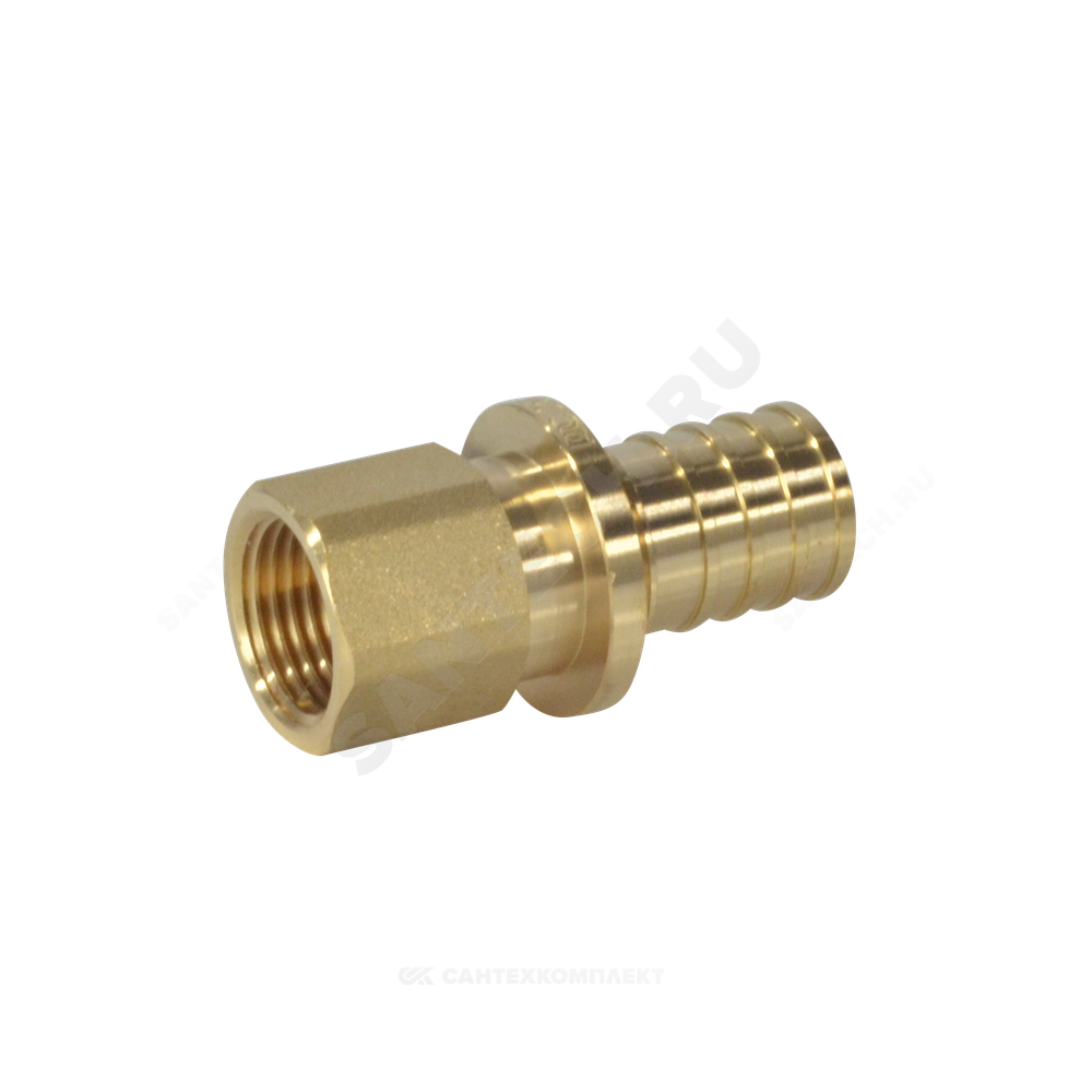 Муфта для PE-X труб аксиальная латунь Дн 25х3/4" ВР РОС