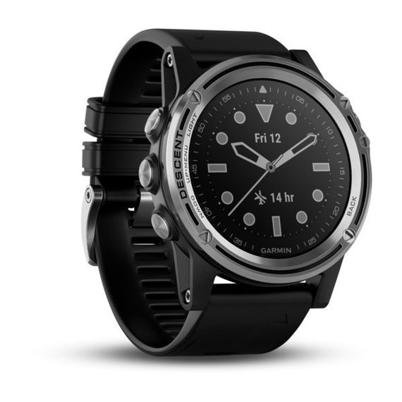 Умные часы - дайвинг компьютер Garmin Descent Mk1 Sapphire серебристые с черным силиконовым ремешком