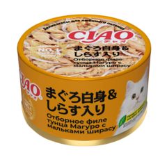 INABA Ciao консервы для кошек Тунец Магуро (белое мясо с ширасу) 85 гр