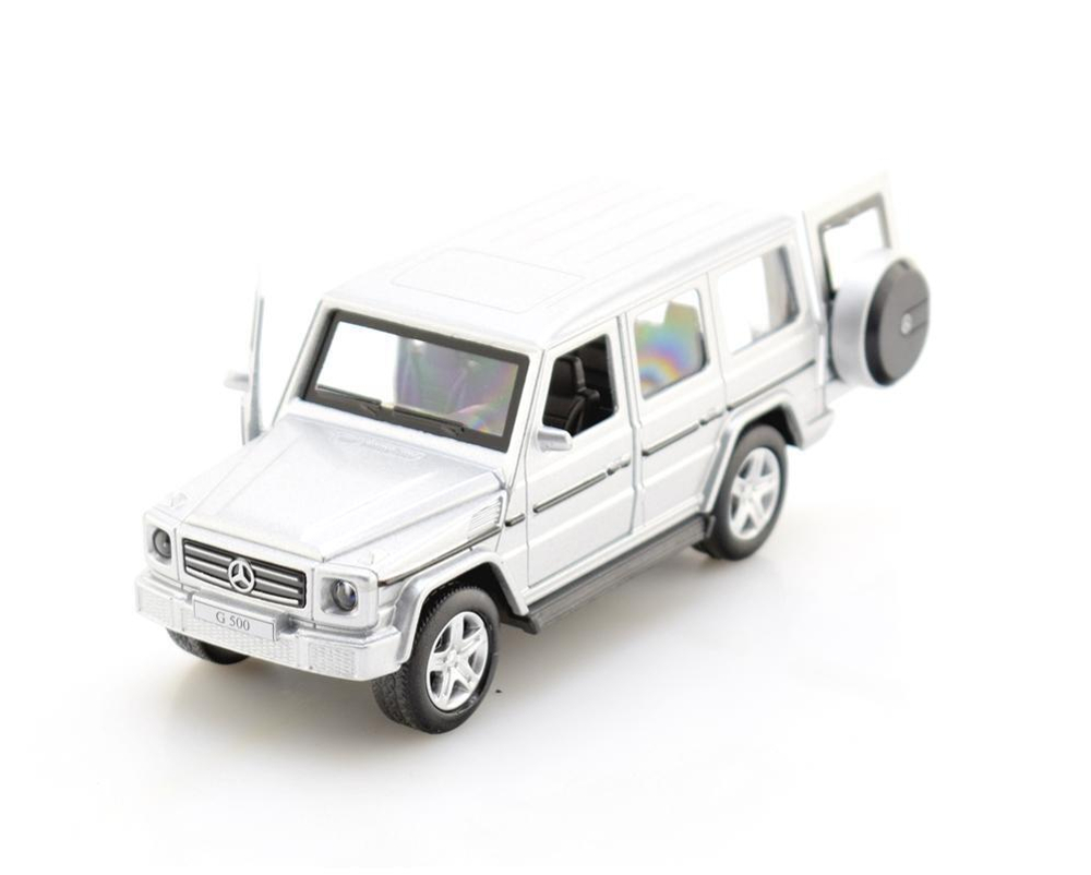 Модель ин. мет. "Mercedes-Benz G-Class" 12см, двери, багаж, серебристый, коробка G-СLASS-SL (Технопарк)