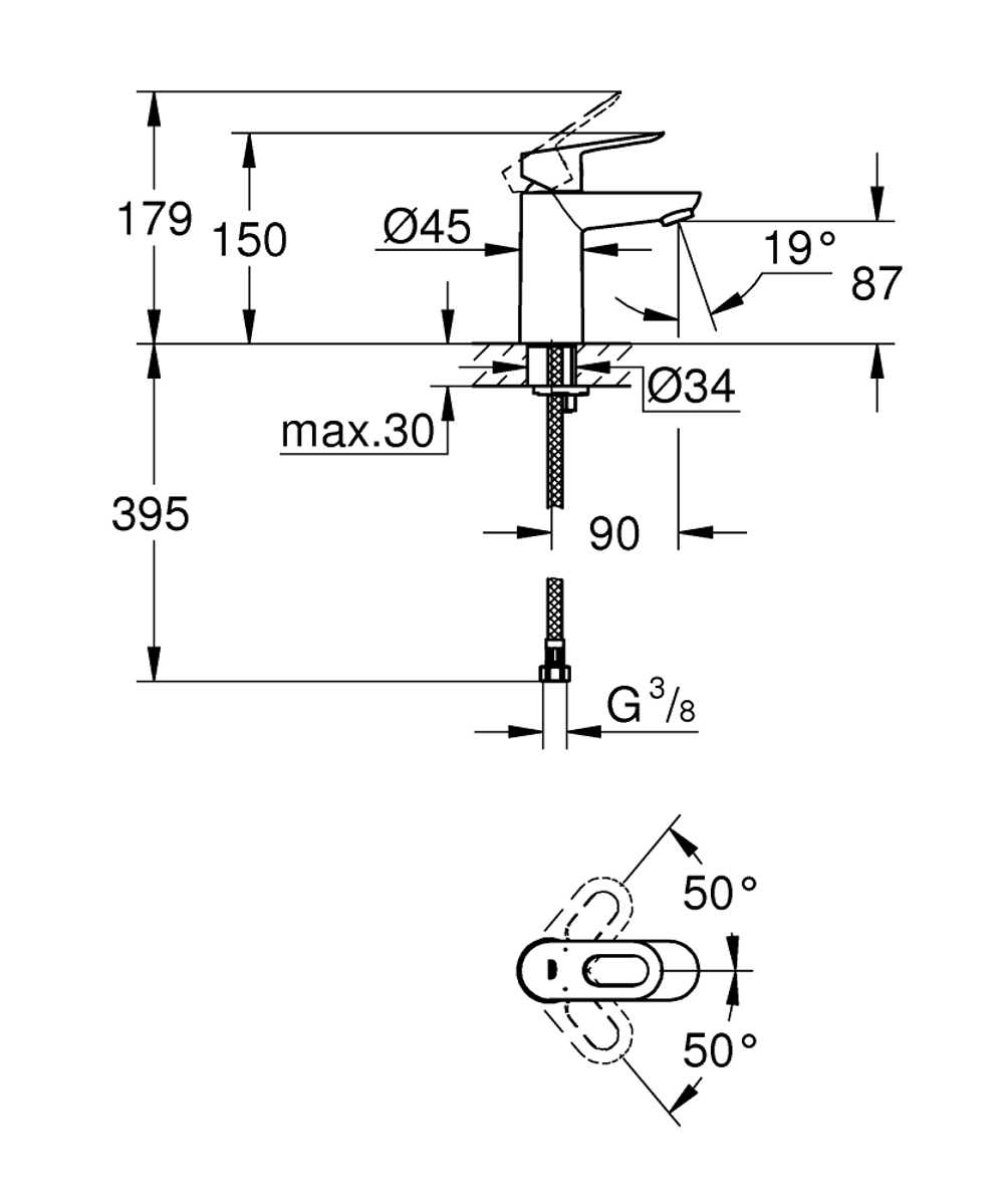 Смеситель GROHE BauLoop однорычажный для раковины 23337000