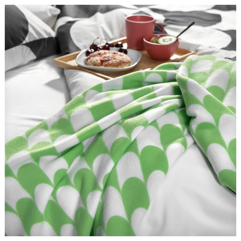 IKEA BRUKSVARA  (ИКЕА БРУКСВАРА)  -  Плед - зелёный/белый 120х160 см