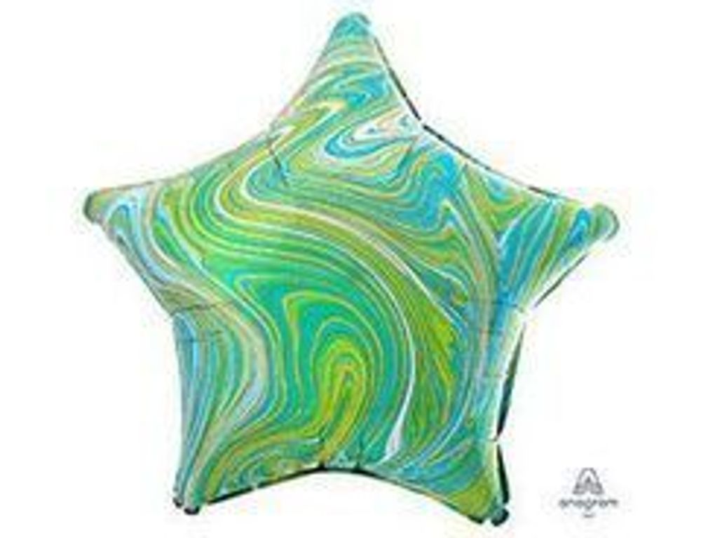 АN Шар Звезда 19"/48 см, Мрамор Blue Green Зеленый (БГ-15)