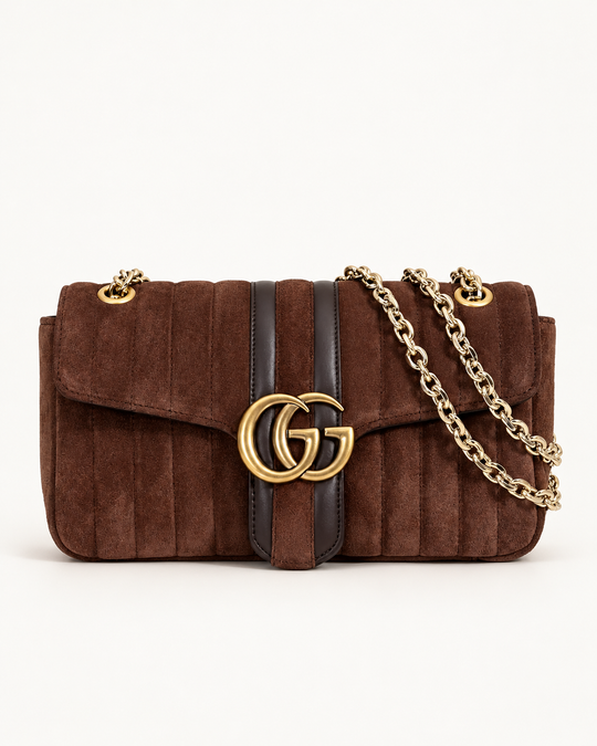 Женская сумка Gucci GG Marmont — коричневая, 26 см