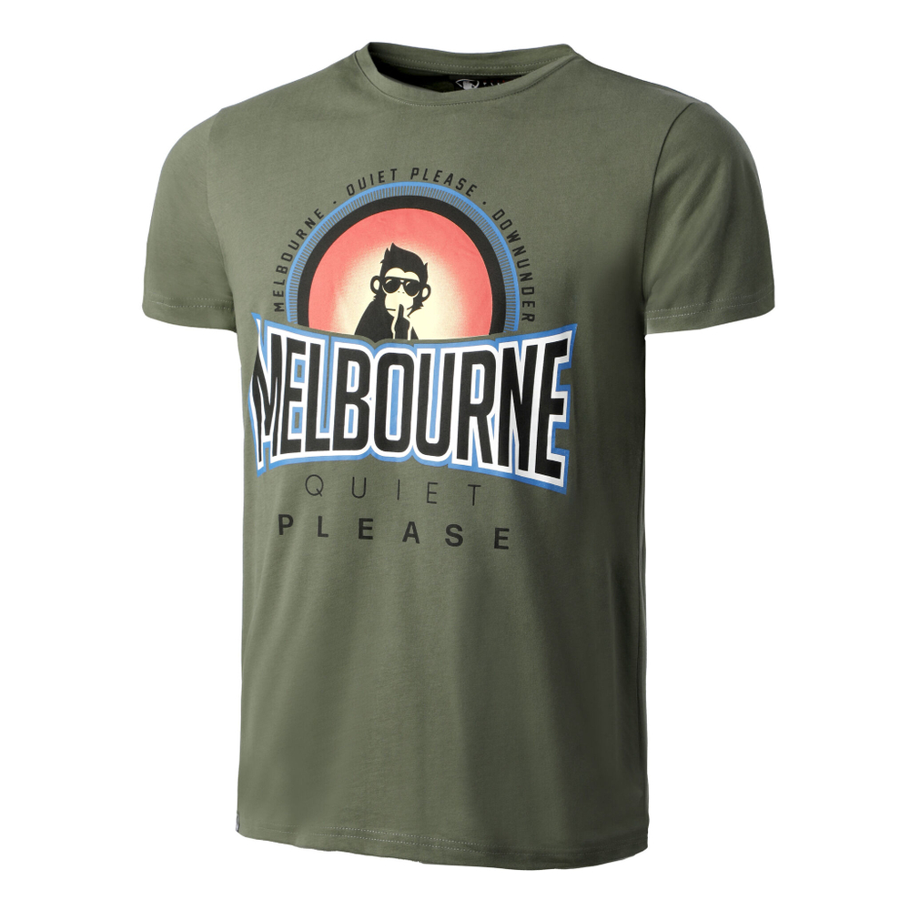Мужское теннисное поло Quiet Please Melbourne Sunrise T-Shirt Men - Khaki, Multicoloured