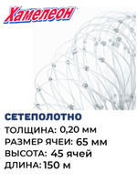 Сетеполотно леска 0,20 мм, ячея 65 мм, высота 5,9 м кукла