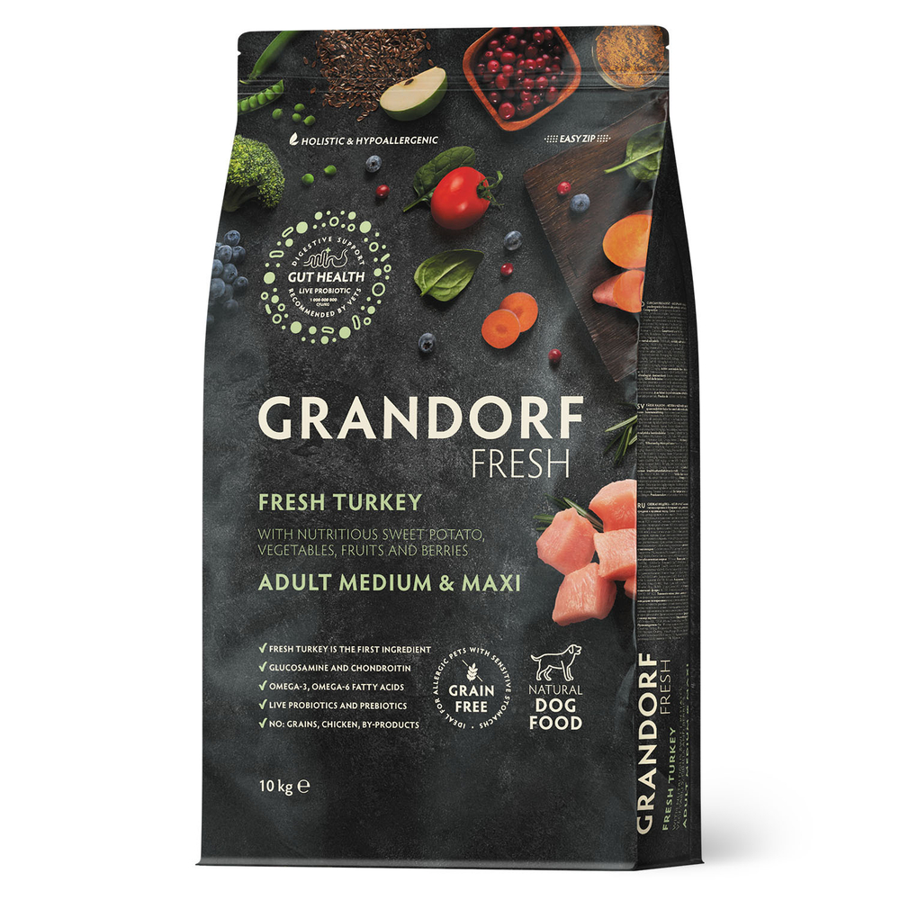 Сухой корм GRANDORF FRESH для собак средних и крупных пород Свежее мясо индейки с бататом