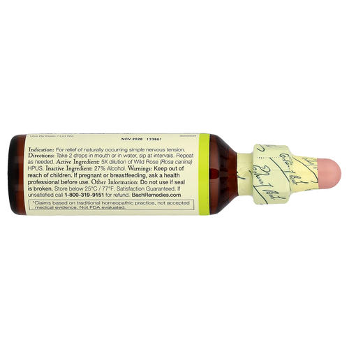 Bach, Original Flower Remedies, дикая роза, 20 мл (0,7 жидк. унц.)