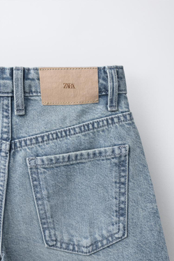 ZARA ДЛИННЫЕ ДЖИНСОВЫЕ ШОРТЫ, СИНИЙ