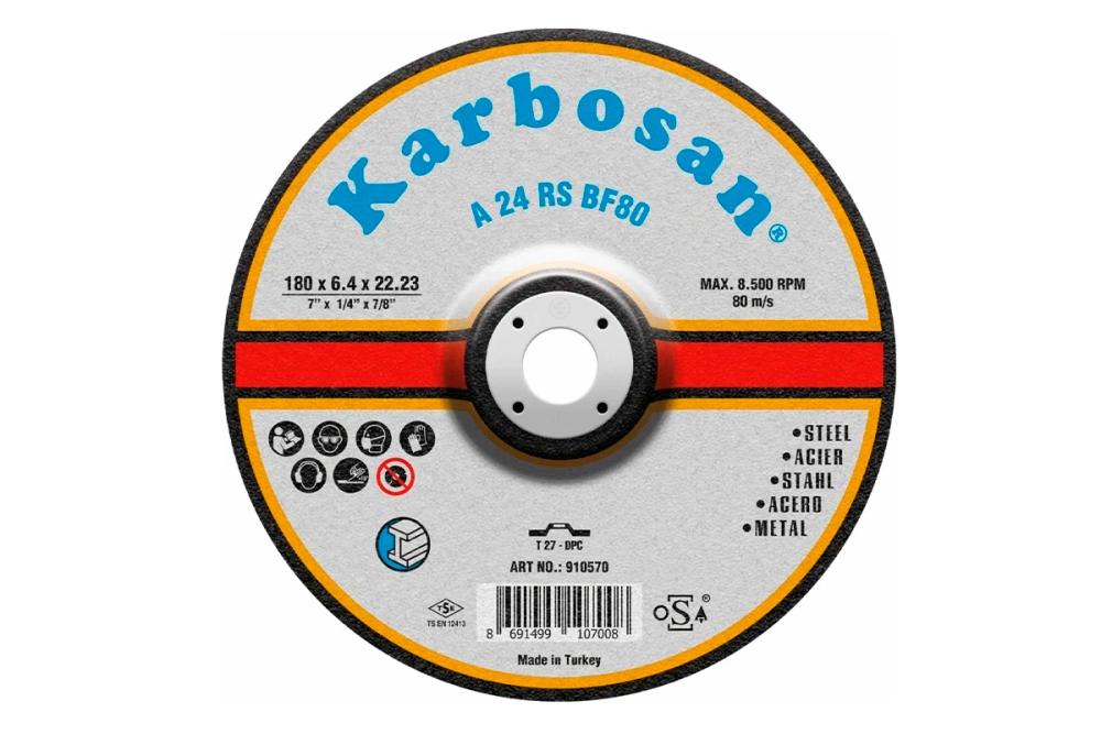 Диск шлифовальный по металлу Karbosan 180х6,4х22
