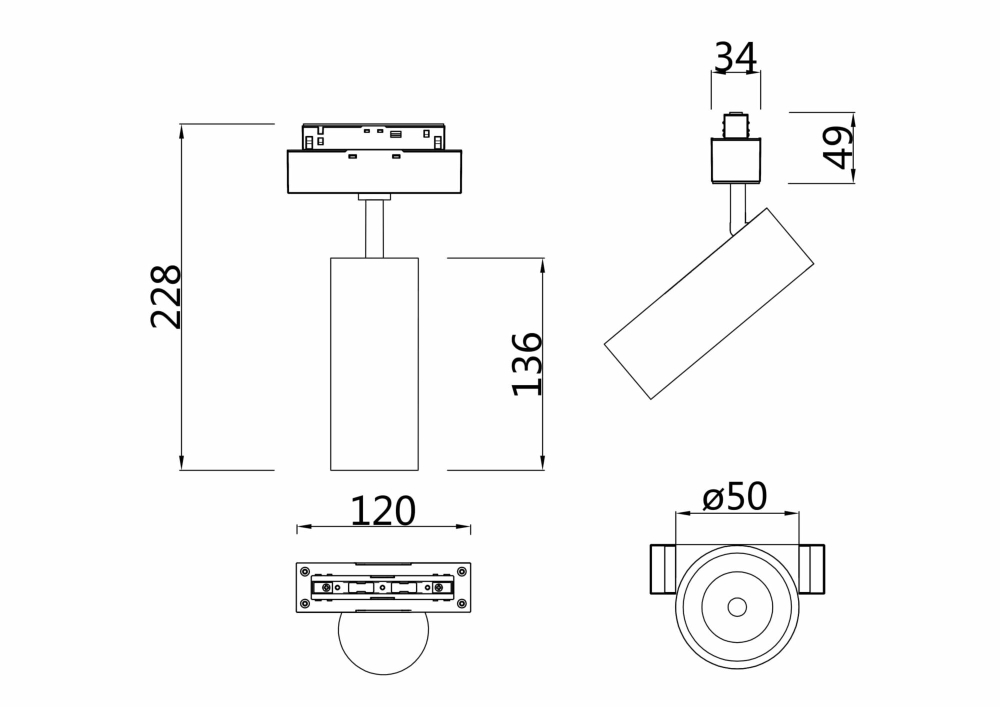 Трековый светильник Technical TR019-2-10W3K-W
