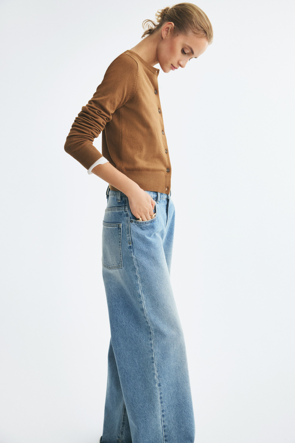 Тонкий трикотажный кардиган — Коричневый - H&M