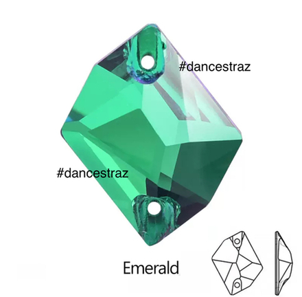 Стразы пришивные, Cosmic, Emerald, 205, 21*27mm, (24 ea/pkg), 5A+, (F2)