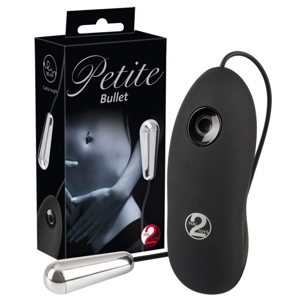 Серебристая вибропуля с пультом Petite Bullet (Цвет: серебристый)