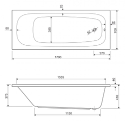 Ванна акриловая Cezares ECO 150x70 см ECO-150-70-41-W37