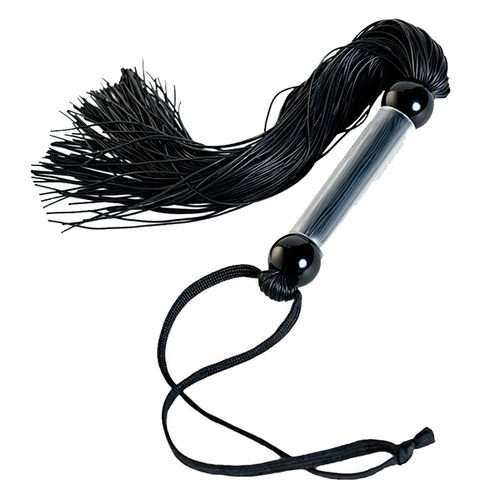 Черный мини-флоггер 26см с резиновыми хвостами ToyFa Theatre Silicone Mini Flogger 700005